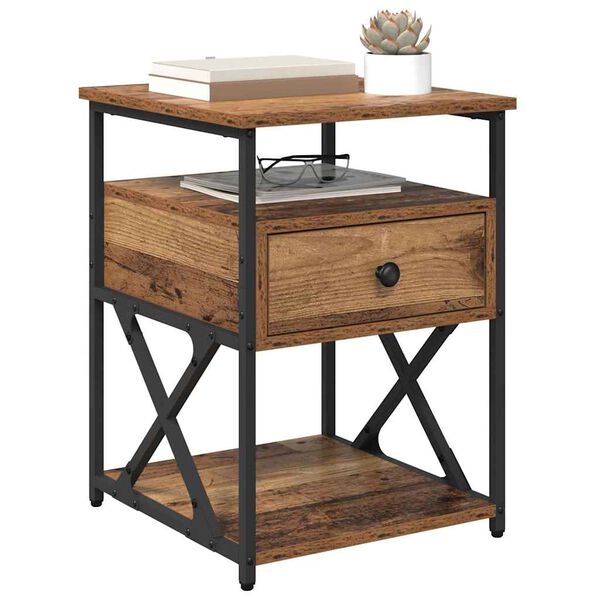 vidaXL &Eacute;jjeliszekr&eacute;ny fi&oacute;kkal &Ouml;reg fa 40 x 42 x 55 cm Faanyag