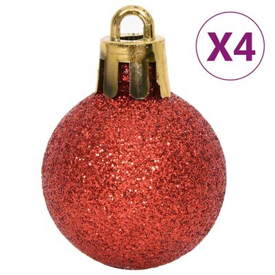 vidaXL 64 részes piros és fehér karácsonyi gömbszett