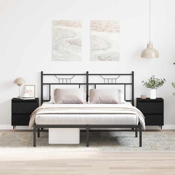 vidaXL &Eacute;jjeliszekr&eacute;ny 2 pcs Fekete t&ouml;lgy 40 x 35 x 50 cm Faanyag