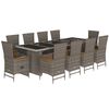 vidaXL 11 r&eacute;szes sz&uuml;rke polyrattan kerti &uuml;lőgarnit&uacute;ra p&aacute;rn&aacute;kkal
