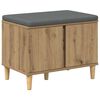 vidaXL Cipőpad P&aacute;rn&aacute;val K&eacute;zműves T&ouml;lgy 60 x 38 x 46 cm Szerelt Fa