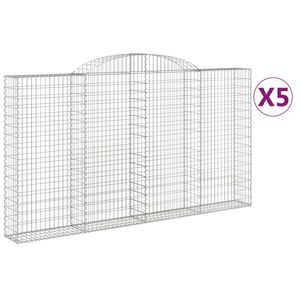 vidaXL 5 db &iacute;ves horganyzott vas gabion kos&aacute;r 300x30x160/180 cm