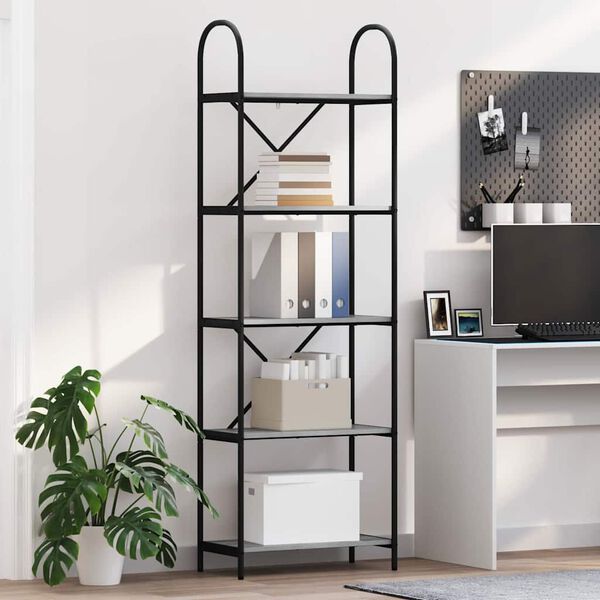 vidaXL K&ouml;nyvespolc Sz&uuml;rke Sonoma 60 x 30 x 183 cm Faanyag