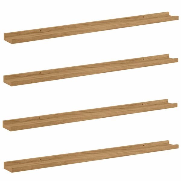 vidaXL Falpolc polcokkal t&aacute;rol&oacute;val 4 pcs Barna 100 x 9 x 3 cm Faanyag