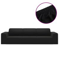 vidaXL 4-személyes fekete sztreccs poliészterdzsörzé kanapé-védőhuzat