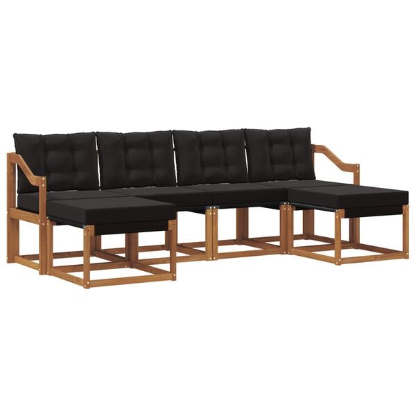 vidaXL K&uuml;lt&eacute;ri kanap&eacute; szett p&aacute;rn&aacute;val 6 pcs Term&eacute;szetes &eacute;s fekete