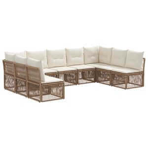 vidaXL Kerti Kanap&eacute; Szett 9 pcs B&eacute;zs polirattan