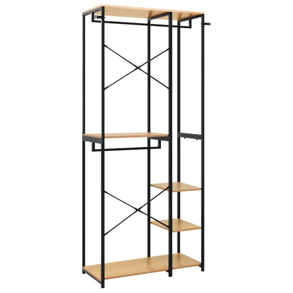 vidaXL fekete és tölgy színű fém és forgácslap szekrény 90x40x213 cm