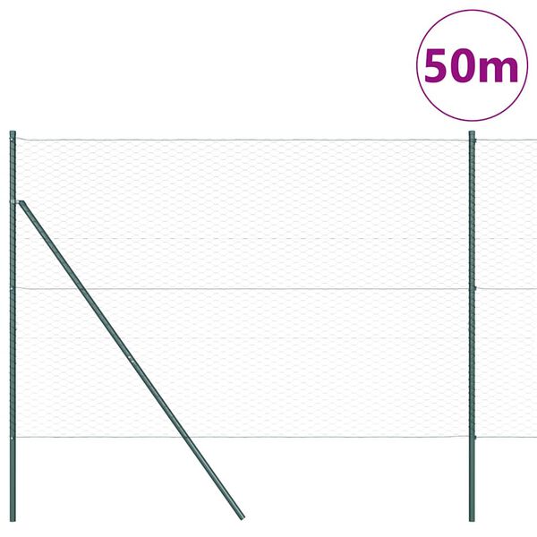 vidaXL Ker&iacute;t&eacute;soszlop Sz&uuml;rke 50 x 1,6 m (36 mm h&aacute;l&oacute;) Ac&eacute;l &eacute;s PVC