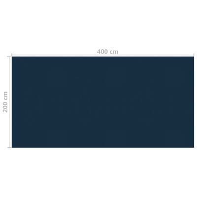 vidaXL fekete és kék napelemes lebegő PE medencefólia 400 x 200 cm