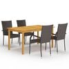 vidaXL 5 r&eacute;szes barna kerti &eacute;tkezőgarnit&uacute;ra