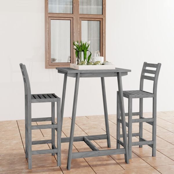 vidaXL 3 r&eacute;szes sz&uuml;rke t&ouml;m&ouml;r ak&aacute;cfa k&uuml;lt&eacute;ri b&aacute;rszett