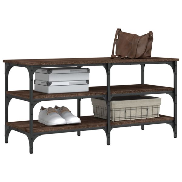 vidaXL barna t&ouml;lgy sz&iacute;nű szerelt fa cipőt&aacute;rol&oacute; pad 100 x 38,5 x 49 cm