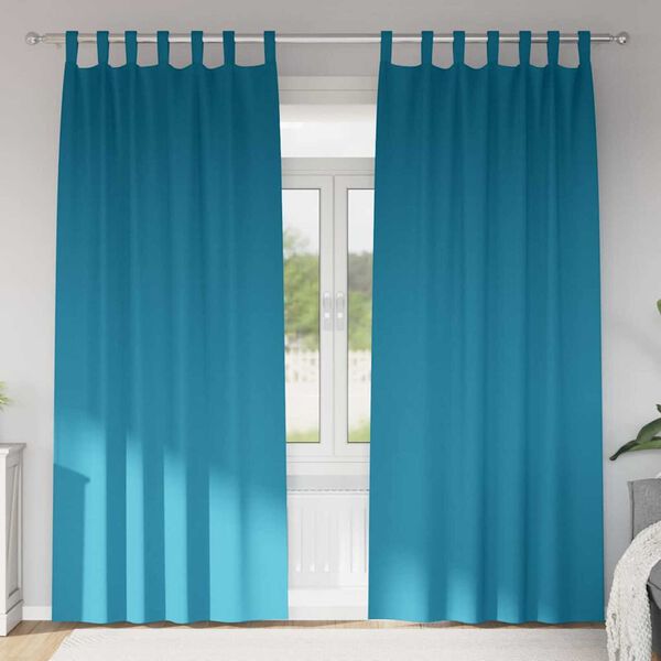 vidaXL Fekete F&uuml;gg&ouml;ny Gyűrűkkel 2 pcs T&uuml;rkiz 245 x 140 cm Poli&eacute;szter