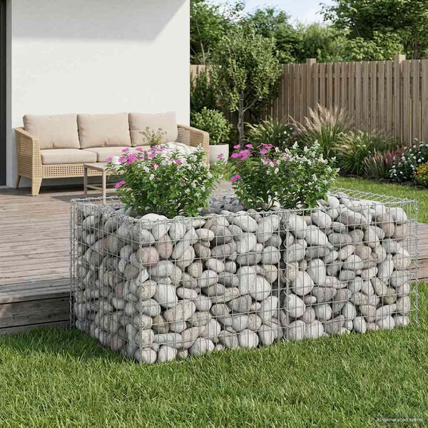 vidaXL Gabion emelt &aacute;gy Ez&uuml;st 100 x 100 x 60 cm Horganyzott ac&eacute;l