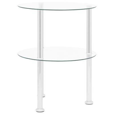 vidaXL 2 szintes átlátszó edzett üveg kisasztal 38 cm