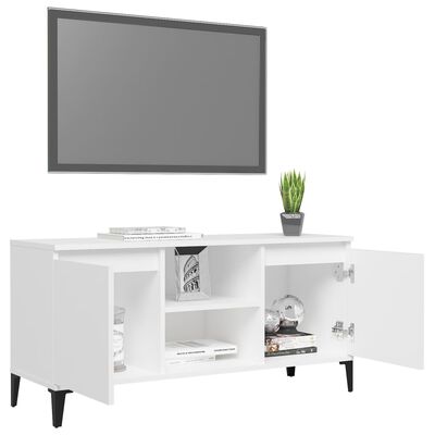 vidaXL fehér TV-szekrény tömör fémlábakkal 103,5 x 35 x 50 cm