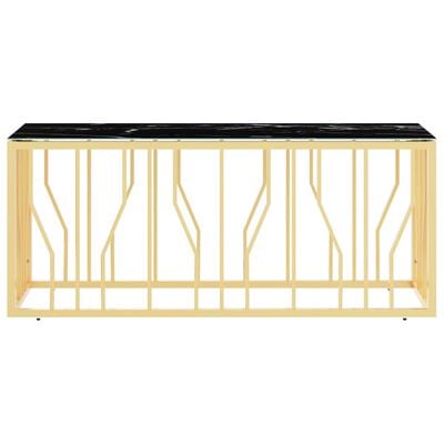 vidaXL aranyszínű üveg és rozsdamentes acél dohányzóasztal 110x45x45cm