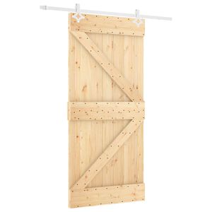 vidaXL Cs&uacute;sz&oacute; ajt&oacute; 100 x 210 cm T&ouml;m&ouml;r Fenyőfa Term&eacute;szetes &eacute;s Feh&eacute;r