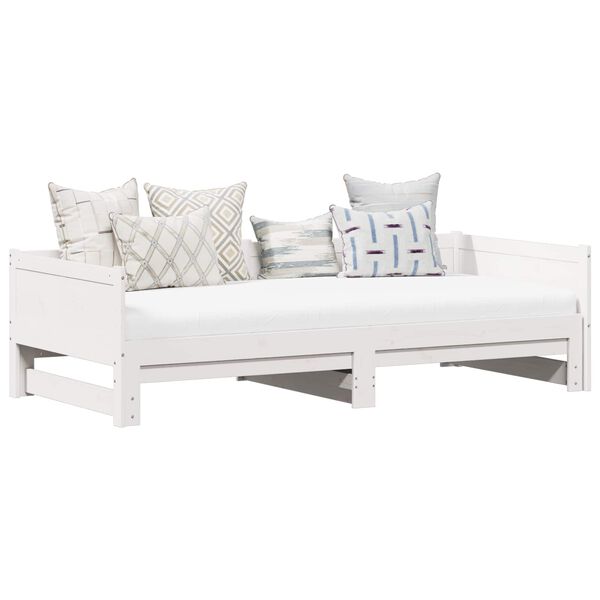 vidaXL Kih&uacute;zhat&oacute; nappali &aacute;gy Feh&eacute;r 180 x 200 cm T&ouml;m&ouml;r fenyőfa