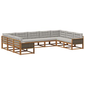 vidaXL K&uuml;lt&eacute;ri kanap&eacute; szett 9 pcs Term&eacute;szetes &eacute;s Vil&aacute;gossz&uuml;rke