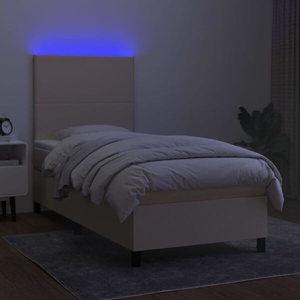 vidaXL kr&eacute;msz&iacute;nű sz&ouml;vet rug&oacute;s &eacute;s LED-es &aacute;gy matraccal 100x200 cm