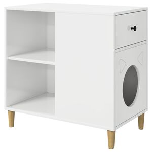 vidaXL Macska H&aacute;z F&eacute;nyes Feh&eacute;r 72 x 42,5 x 70 cm Faanyag