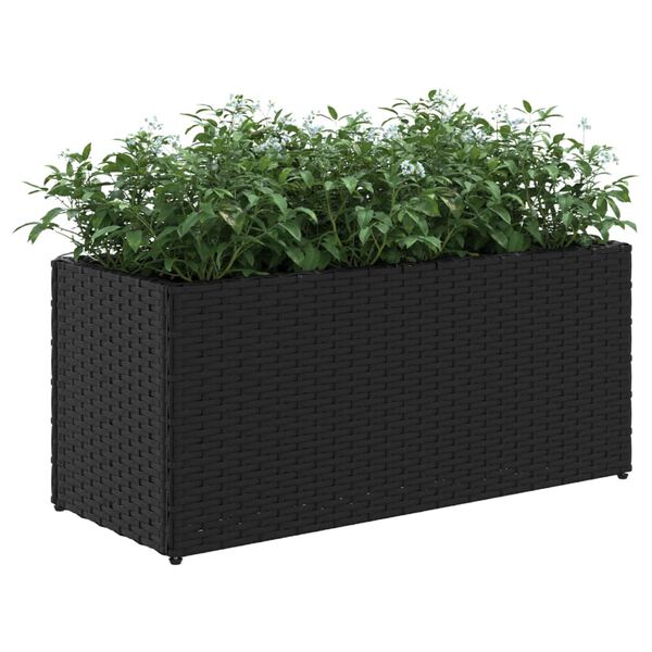 vidaXL 2 db fekete polyrattan kerti &uuml;ltetől&aacute;da 2 cser&eacute;ppel 72x30x32 cm
