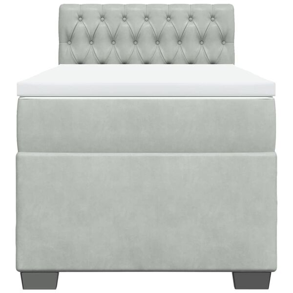 vidaXL világosszürke bársony rugós ágy matraccal 90 x 200 cm