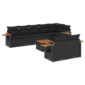 vidaXL Patio Sofa Set 9-szem&eacute;lyes Black