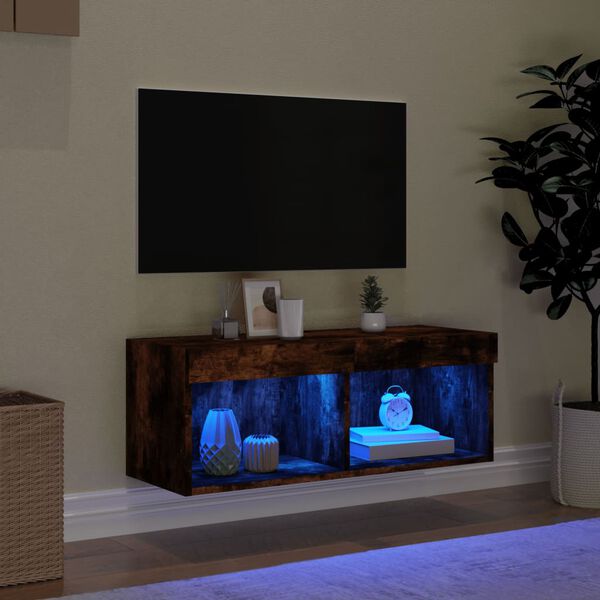 vidaXL füstös tölgy színű TV-szekrény LED-világítással 80 x 30 x 30 cm