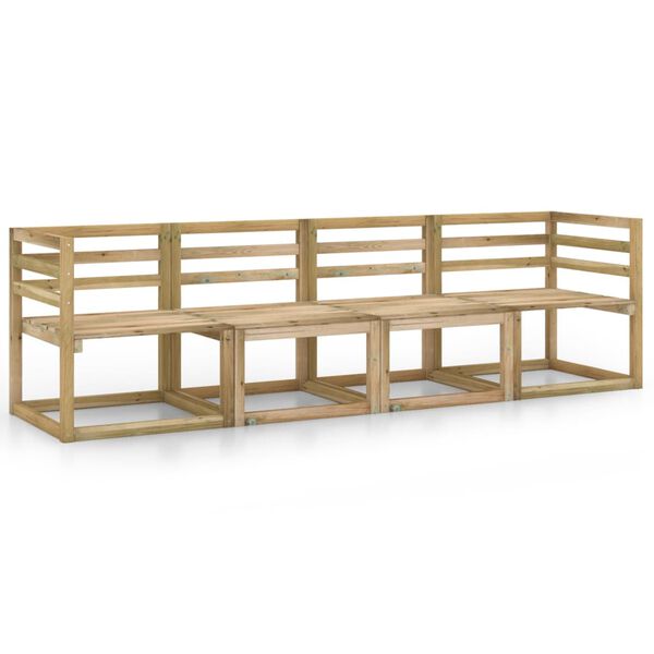 vidaXL n&eacute;gyszem&eacute;lyes z&ouml;ld impregn&aacute;lt fenyőfa kerti kanap&eacute;