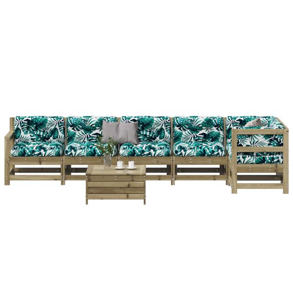 vidaXL 7 r&eacute;szes impregn&aacute;lt fenyőfa kerti &uuml;lőgarnit&uacute;ra p&aacute;rn&aacute;val