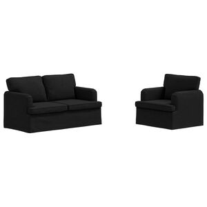 vidaXL Kanap&eacute; Szett 2 pcs Fekete 144 x 80 x 85 cm sz&ouml;vet