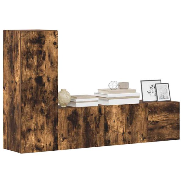 vidaXL 3 r&eacute;szes f&uuml;st&ouml;s t&ouml;lgy sz&iacute;nű szerelt fa TV-szekr&eacute;nyszett