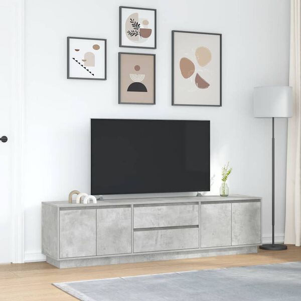 vidaXL betonsz&uuml;rke TV-szekr&eacute;ny LED l&aacute;mp&aacute;kkal 193,5x41x50 cm