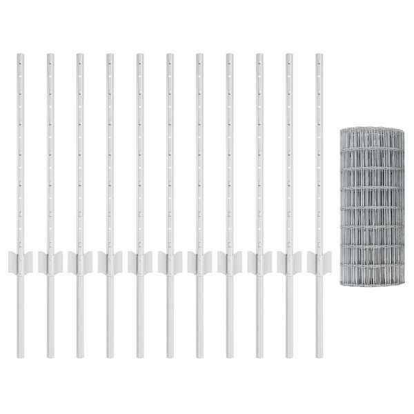vidaXL Ker&iacute;t&eacute;s oszlopokkal Ez&uuml;st 0,6 x 25 m Ac&eacute;l