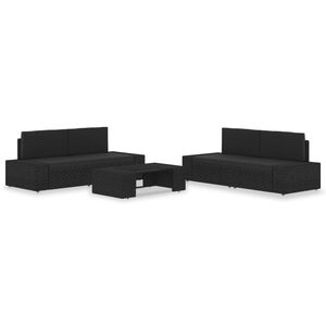 vidaXL 5 r&eacute;szes fekete polyrattan kerti &uuml;lőgarnit&uacute;ra