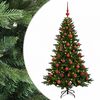 vidaXL Műkar&aacute;csonyfa g&ouml;mbbel 120 cm 150 LED Meleg feh&eacute;r PVC &eacute;s f&eacute;m