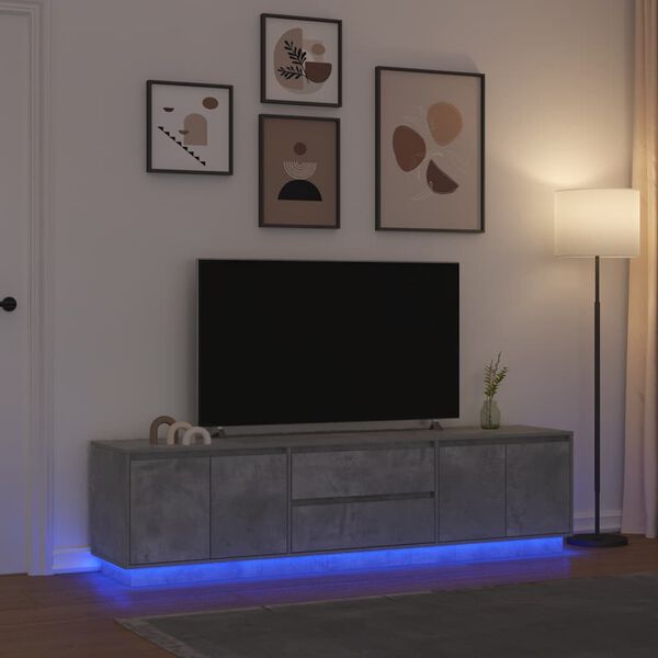 vidaXL betonsz&uuml;rke TV-szekr&eacute;ny LED l&aacute;mp&aacute;kkal 193,5x41x50 cm