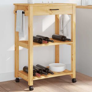 vidaXL MONZA t&ouml;m&ouml;r fenyőfa konyhai kocsi 60 x 40 x 88,5 cm