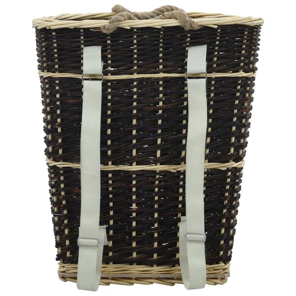 vidaXL természetes fűzfa tűzifa hátikosár fogantyúkkal 50 x 44 x 58 cm