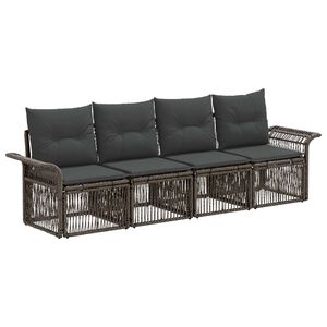 vidaXL Kerti Kanap&eacute; Szett 4 pcs Sz&uuml;rke polirattan
