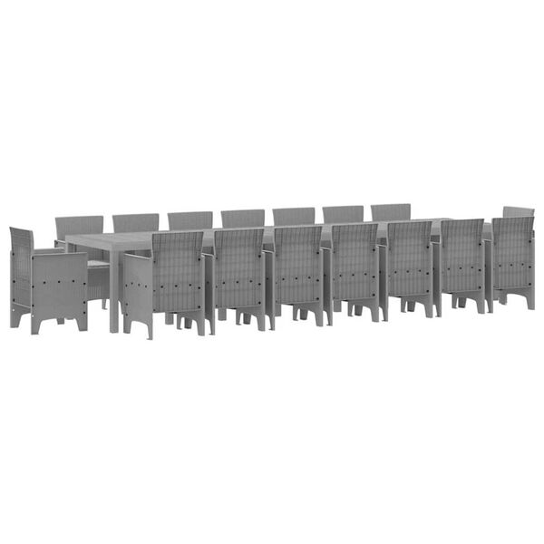 vidaXL Kerti &eacute;tkező szett p&aacute;rn&aacute;kkal p&aacute;rn&aacute;val 17 pcs Vil&aacute;gossz&uuml;rke PP