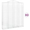 vidaXL 3 db &iacute;ves horganyzott vas gabion kos&aacute;r 200x30x220/240 cm