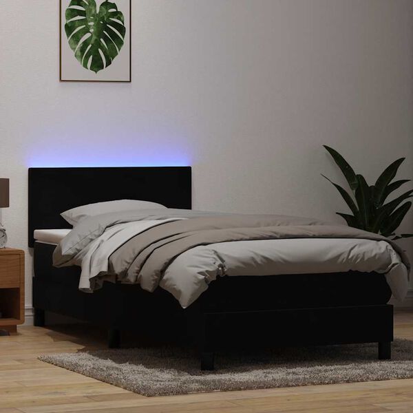 vidaXL fekete b&aacute;rsony rug&oacute;s &eacute;s LED-es &aacute;gy matraccal 80x210 cm