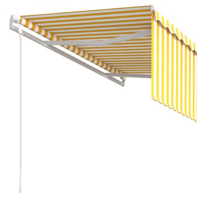 vidaXL sárga-fehér automata kihúzható napellenző redőnnyel 3 x 2,5 m