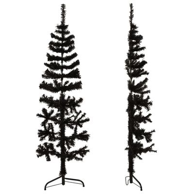 vidaXL fekete vékony fél műkarácsonyfa állvánnyal 150 cm