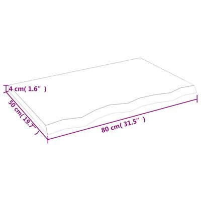 vidaXL sötétbarna kezelt tömör tölgyfa asztallap 80x50x(2-4) cm