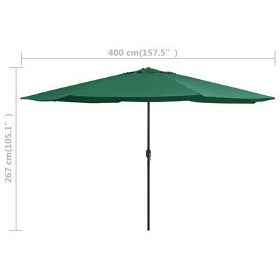vidaXL zöld kültéri napernyő fémrúddal 400 cm